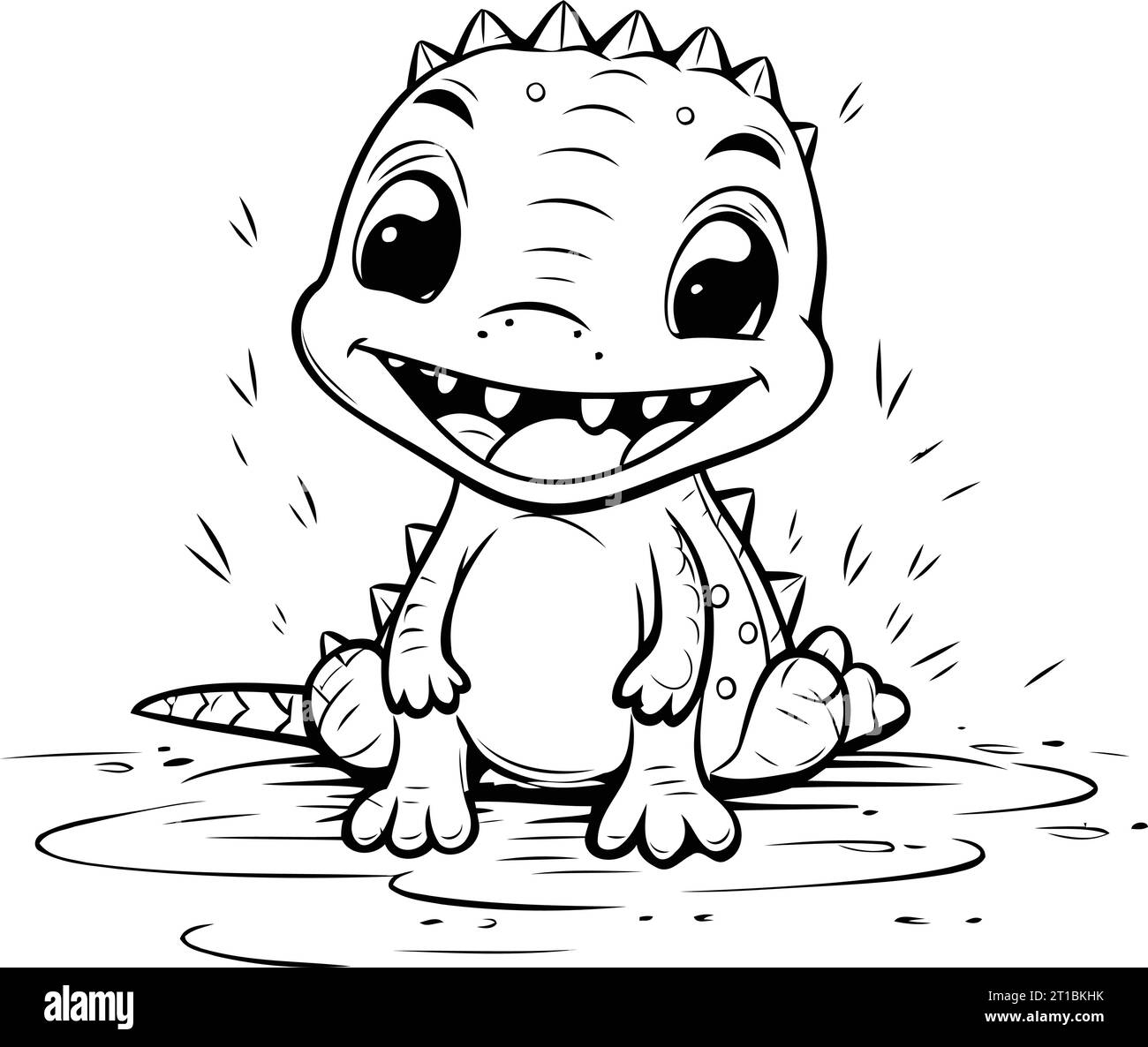 Cute cartoon baby dinosaur. Vector illustration for coloring book or ...