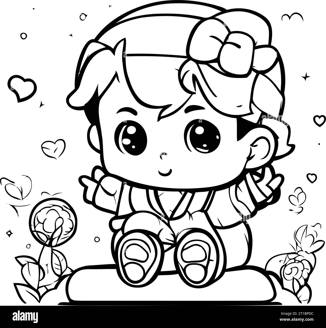 Coloring Page Outline Of a Cute Little Baby Boy Vector Stock Vector