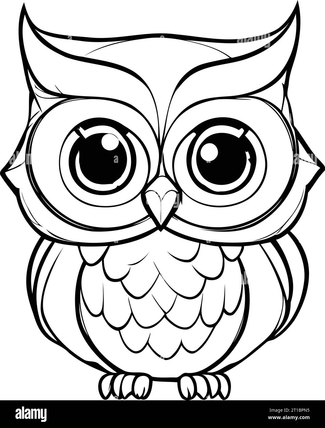 Owl. Black and white vector illustration isolated on white background