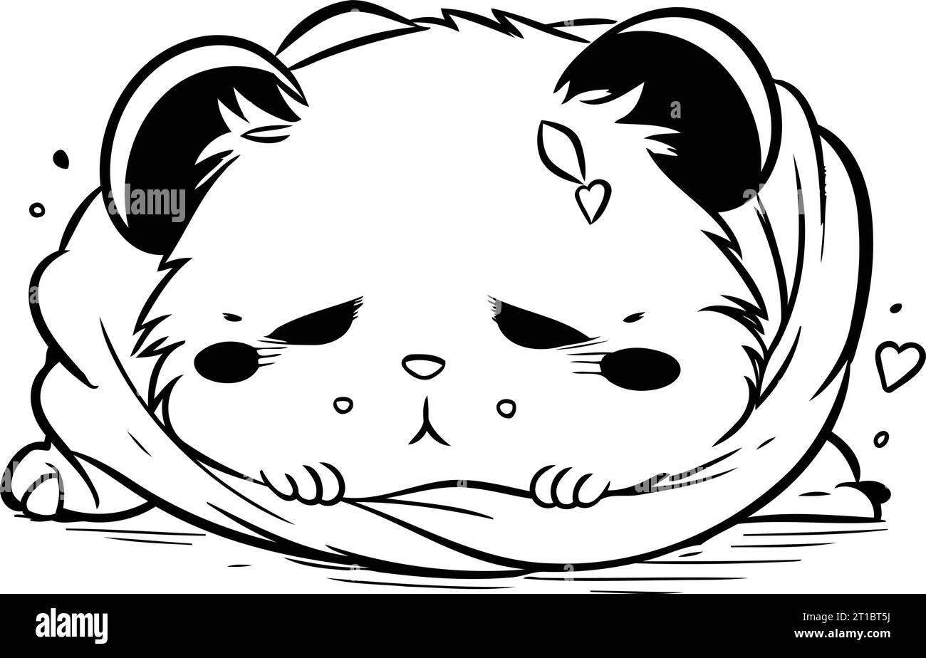 Cute cartoon panda sleeping in the nest. Vector illustration Stock