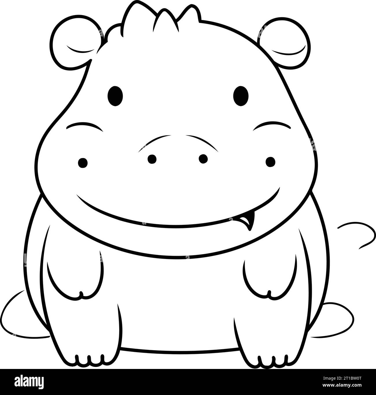 Hippo. Coloring book for children. Vector illustration Stock Vector