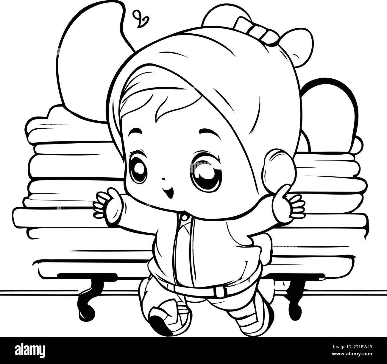 Cute Baby Girl In Pajamas Sitting On A Bench Vector Illustration Stock cute-baby-girl-in-pajamas-sitting-on-a-bench-vector-illustration-stock