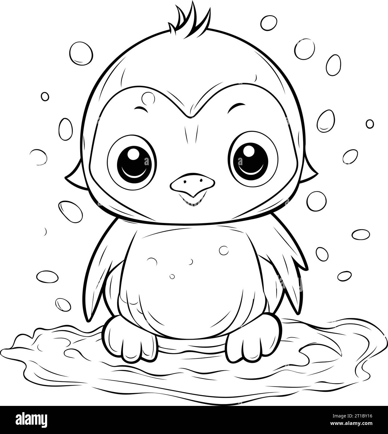 Coloring book for children. penguin in a puddle Stock Vector Image