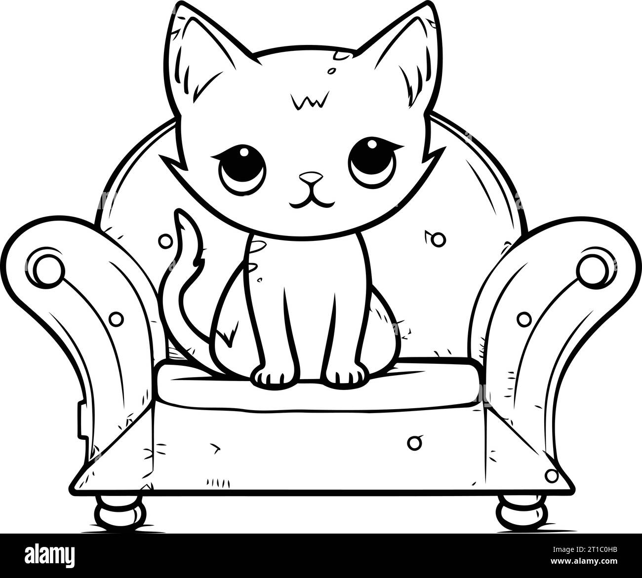 Kitten sitting on chair Black and White Stock Photos & Images - Alamy