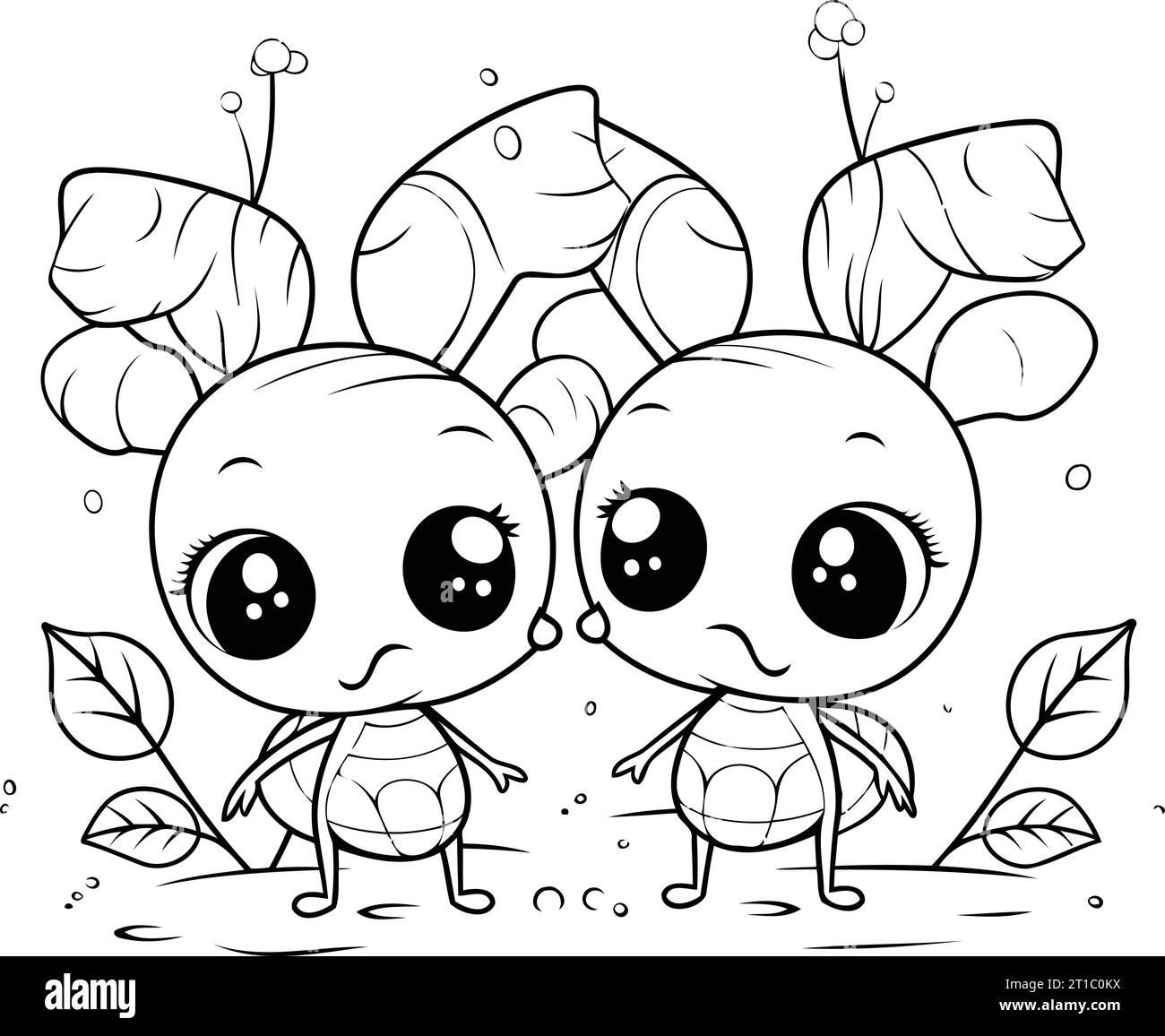 Coloring book for children little bee and butterfly Vector Coloring book for children little bee and butterfly Vector
