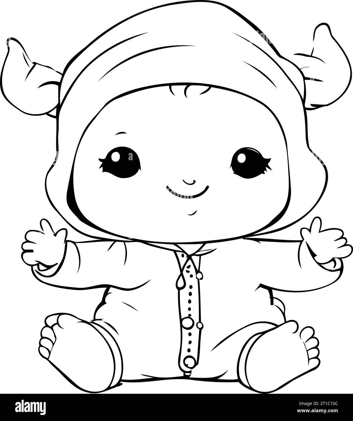 Cute little baby boy in a Christmas costume. Vector illustration Stock