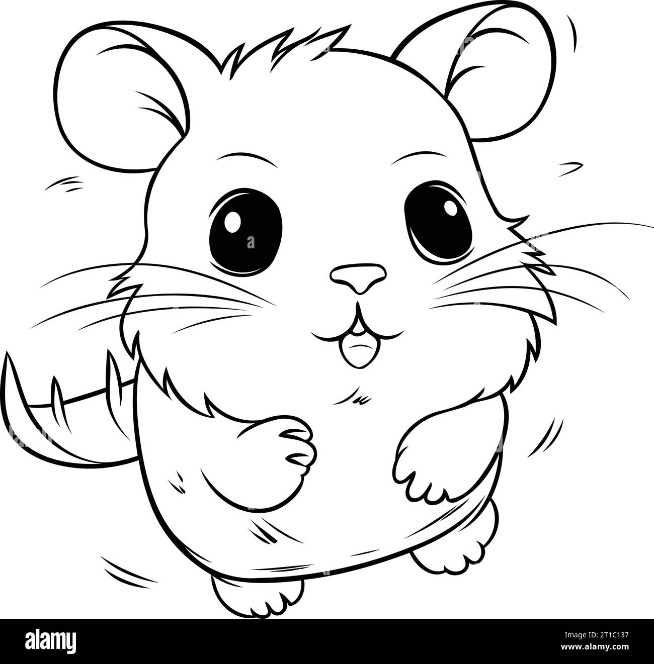 Cute hamster cartoon. Black and white vector illustration for coloring ...