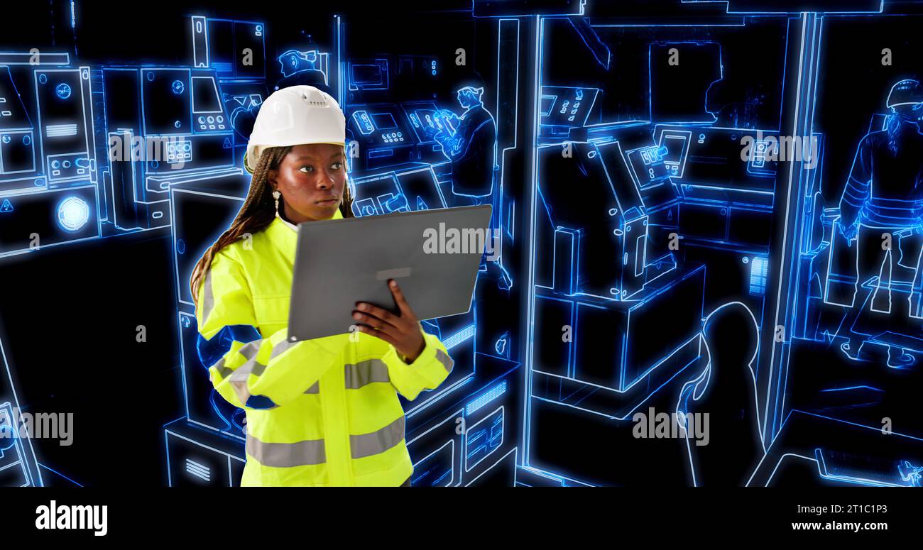 Factory Engineer In Helmet Checking Industrial Facility Stock Photo