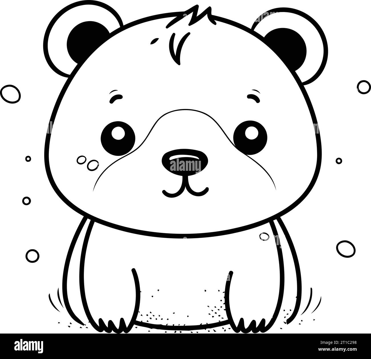 Cute cartoon bear. Black and white vector illustration for coloring
