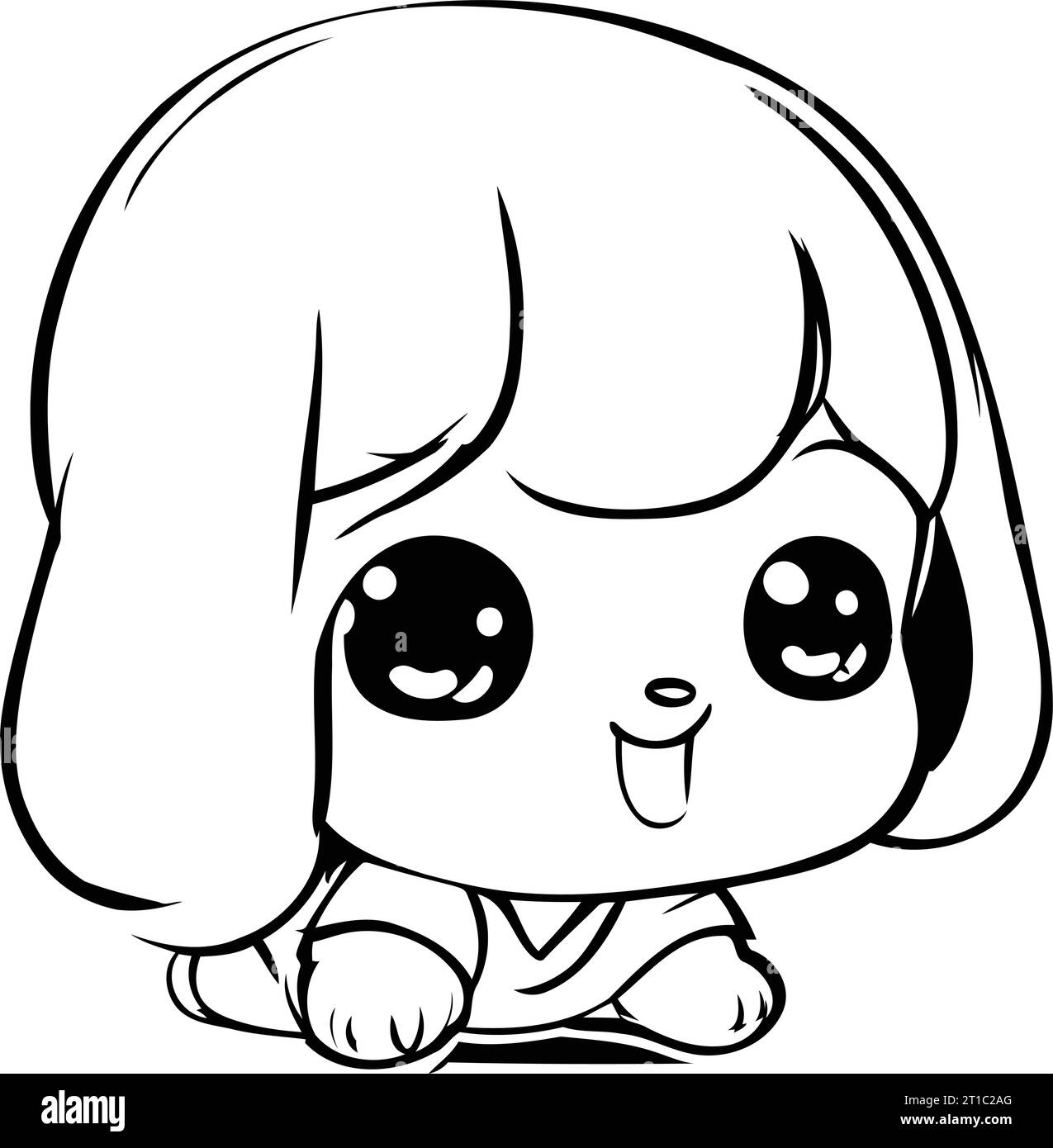 cute little girl with big ears sitting on floor vector illustration