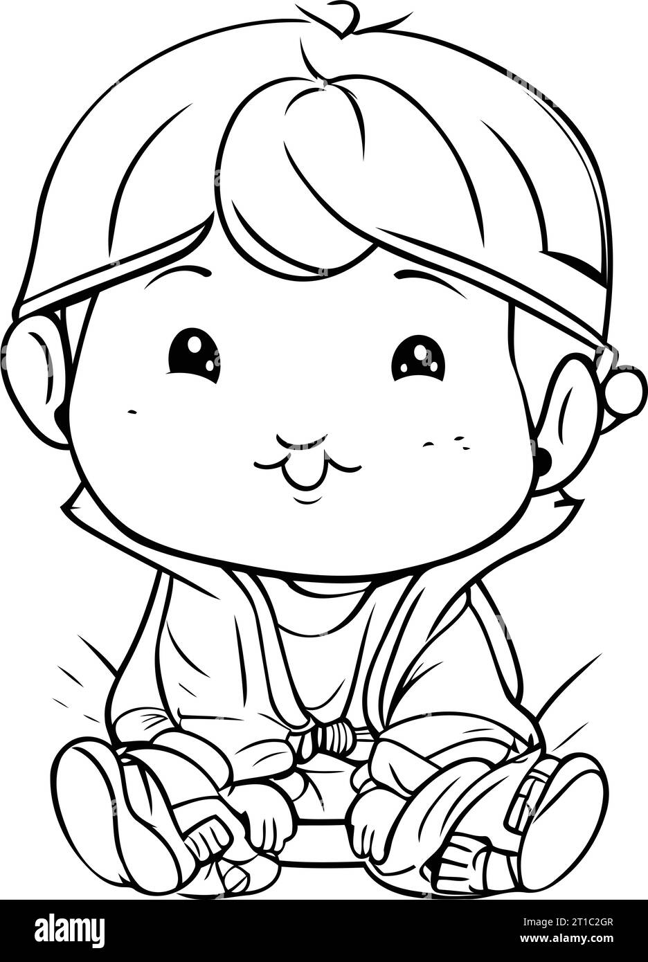 Coloring Page Outline Of a Cute Little Boy Vector Illustration Stock ...