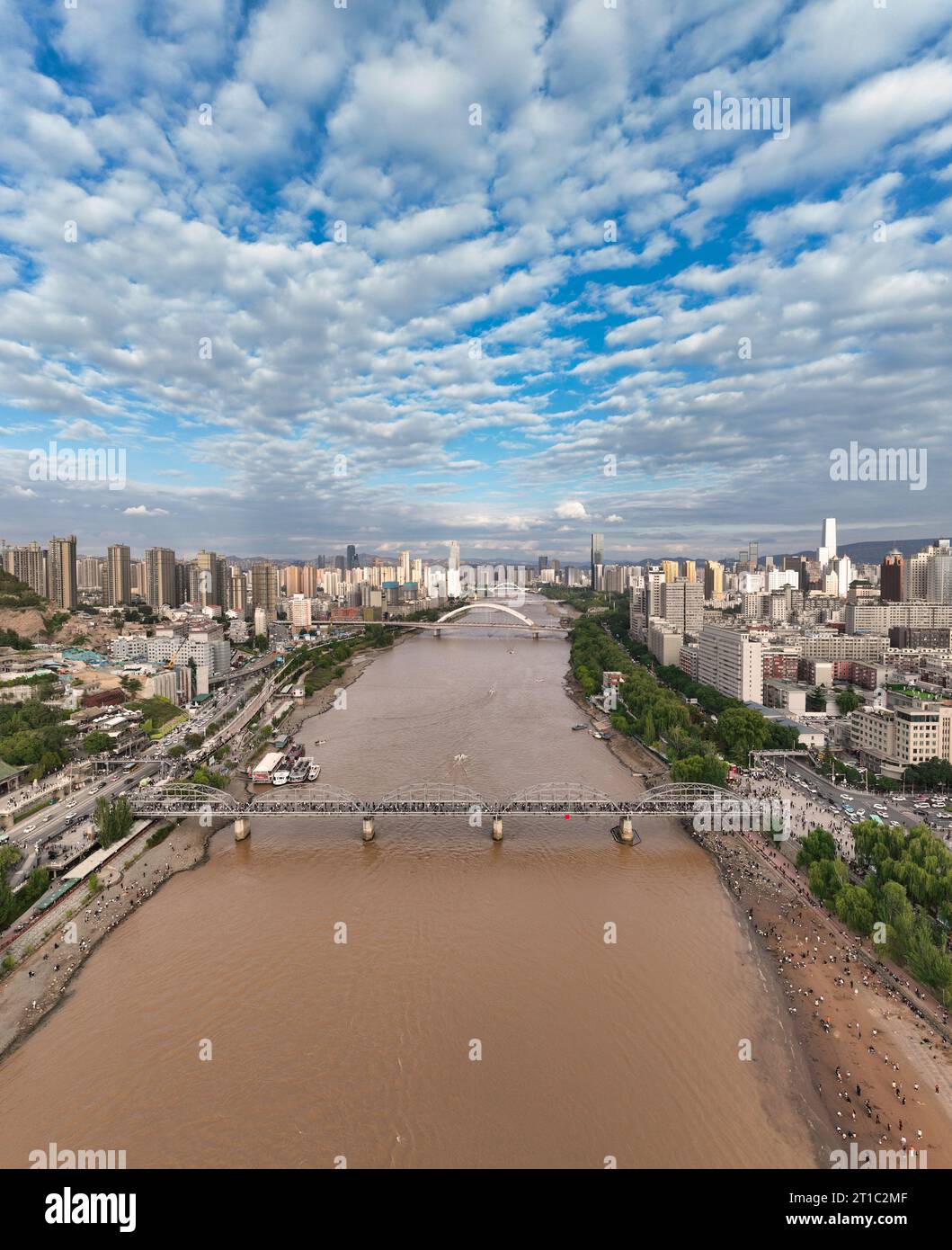 Aerial view of Lanzhou, capital city of Gansu province in China Stock Photo