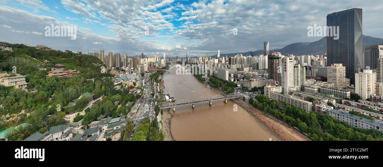 Aerial view of Lanzhou, capital city of Gansu province in China Stock Photo