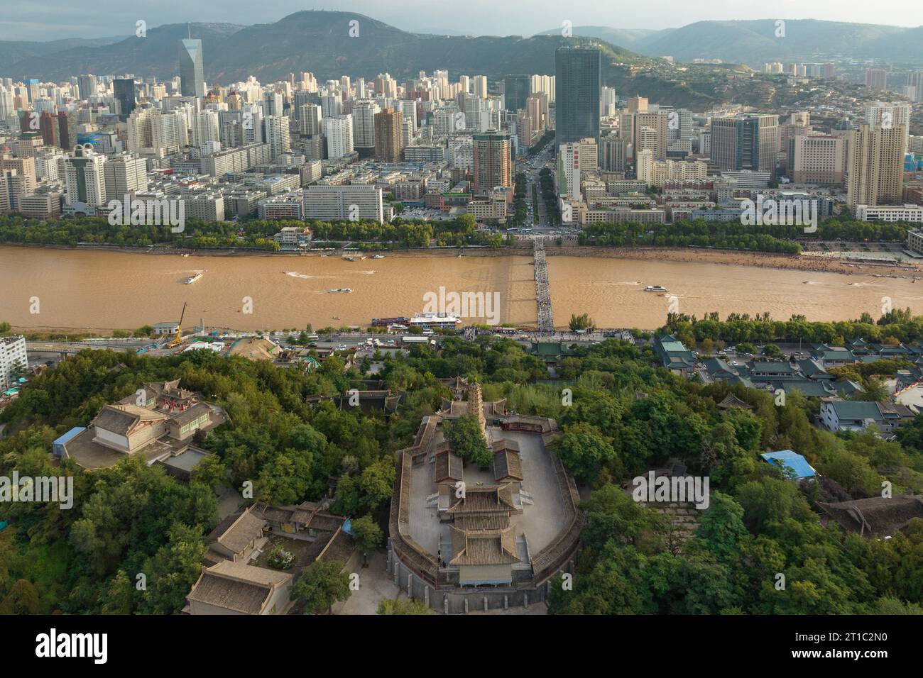 Aerial view of Lanzhou, capital city of Gansu province in China Stock Photo