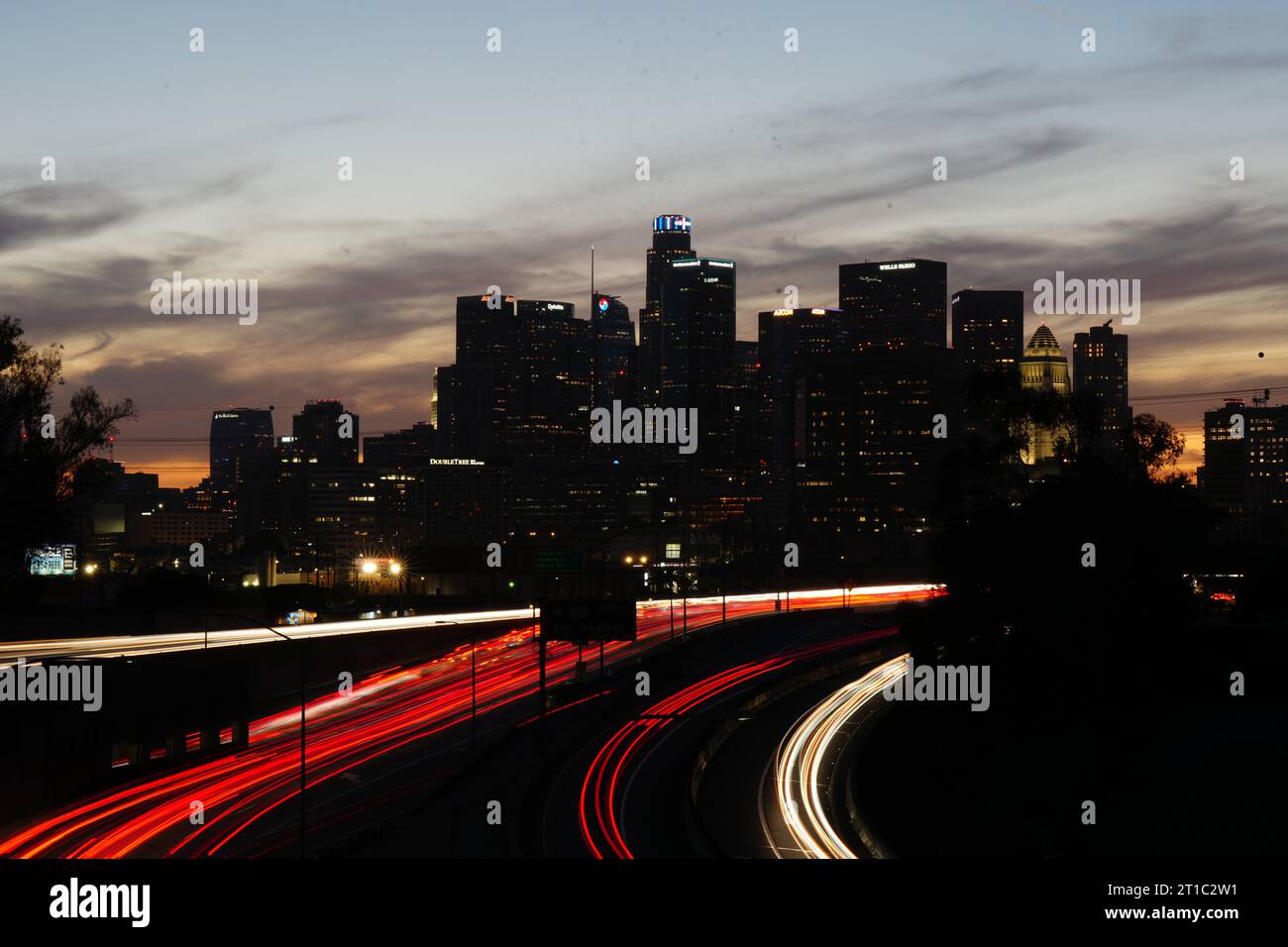 The downtown Los Angeles skyline, Thursday, Oct. 12, 2023 Stock Photo ...