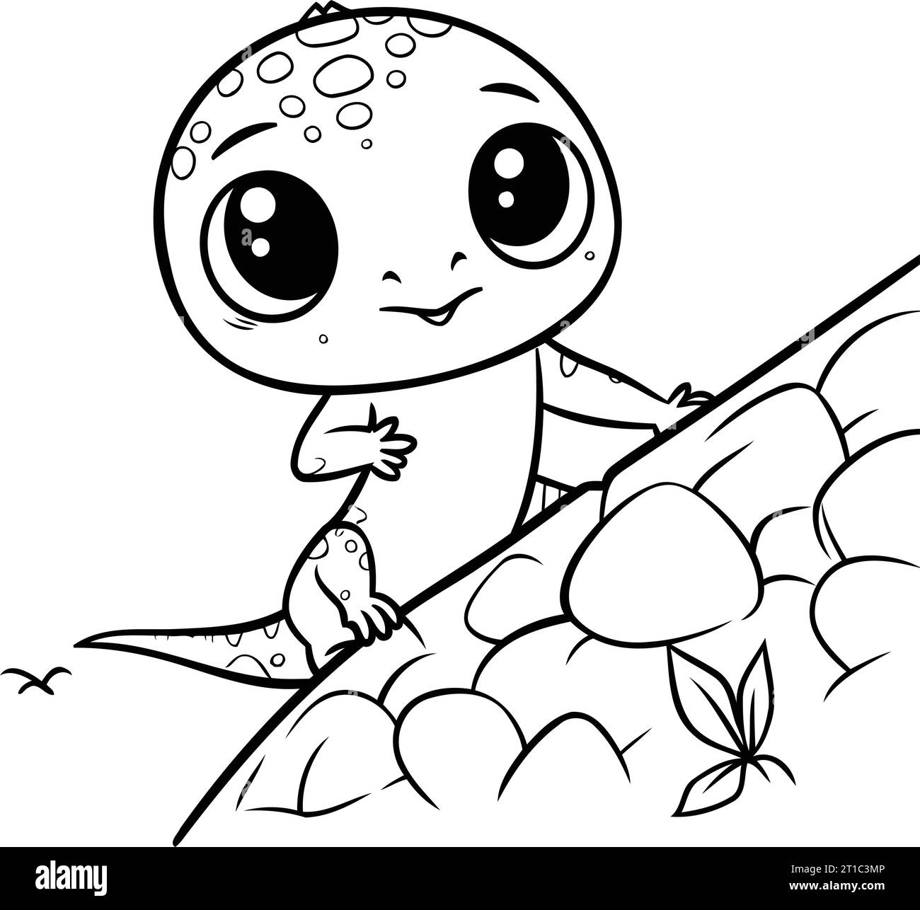 Coloring Page Outline Of a Cute Baby Dinosaur Cartoon Character Stock ...