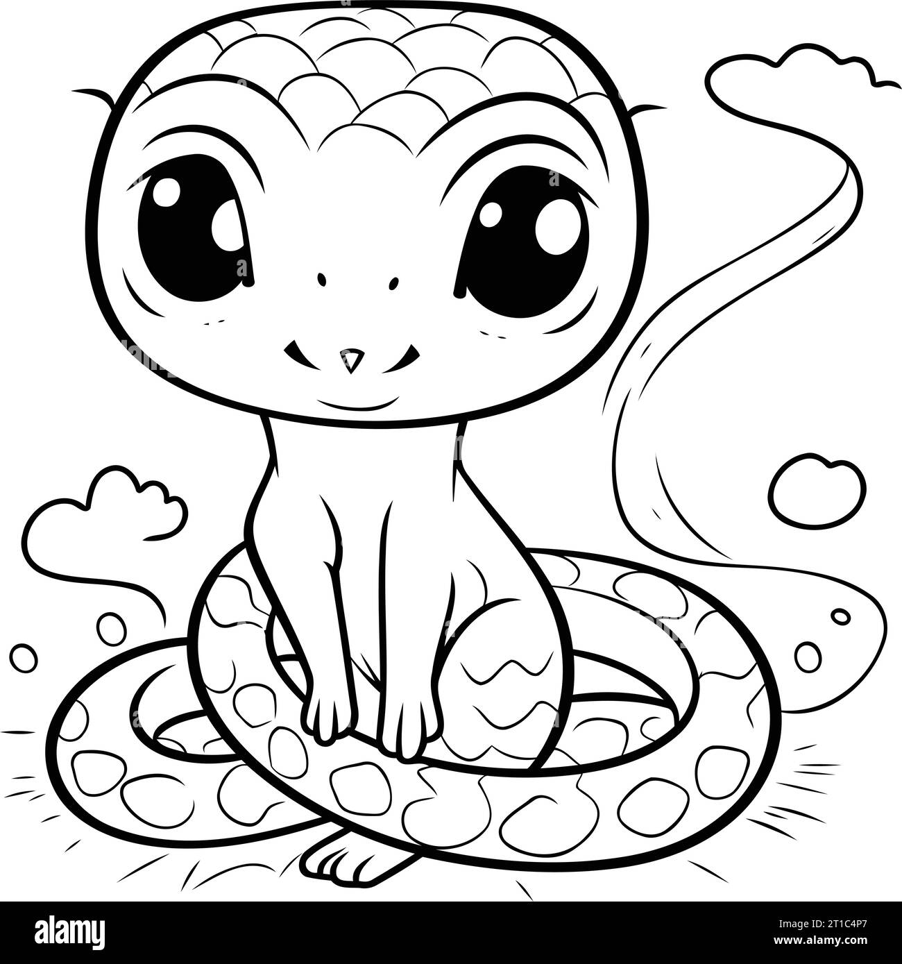 Coloring book for children. a cute cobra. Vector illustration Stock Vector