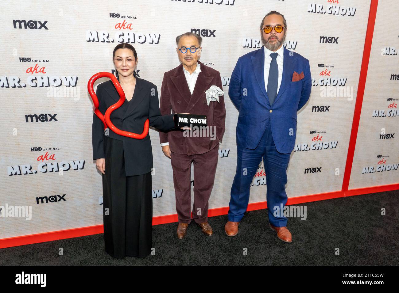 New York, United States. 12th Oct, 2023. China Chow, Michael M Chow and Maximillian Chow attend the aka MR. CHOW Film Premiere at The Museum of Modern Art in New York City. (Photo by Ron Adar/SOPA Images/Sipa USA) Credit: Sipa USA/Alamy Live News Stock Photo