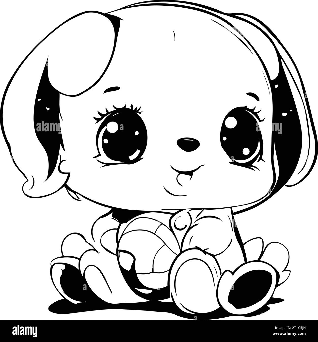 Cute little dog sitting on a white background. Vector illustration ...