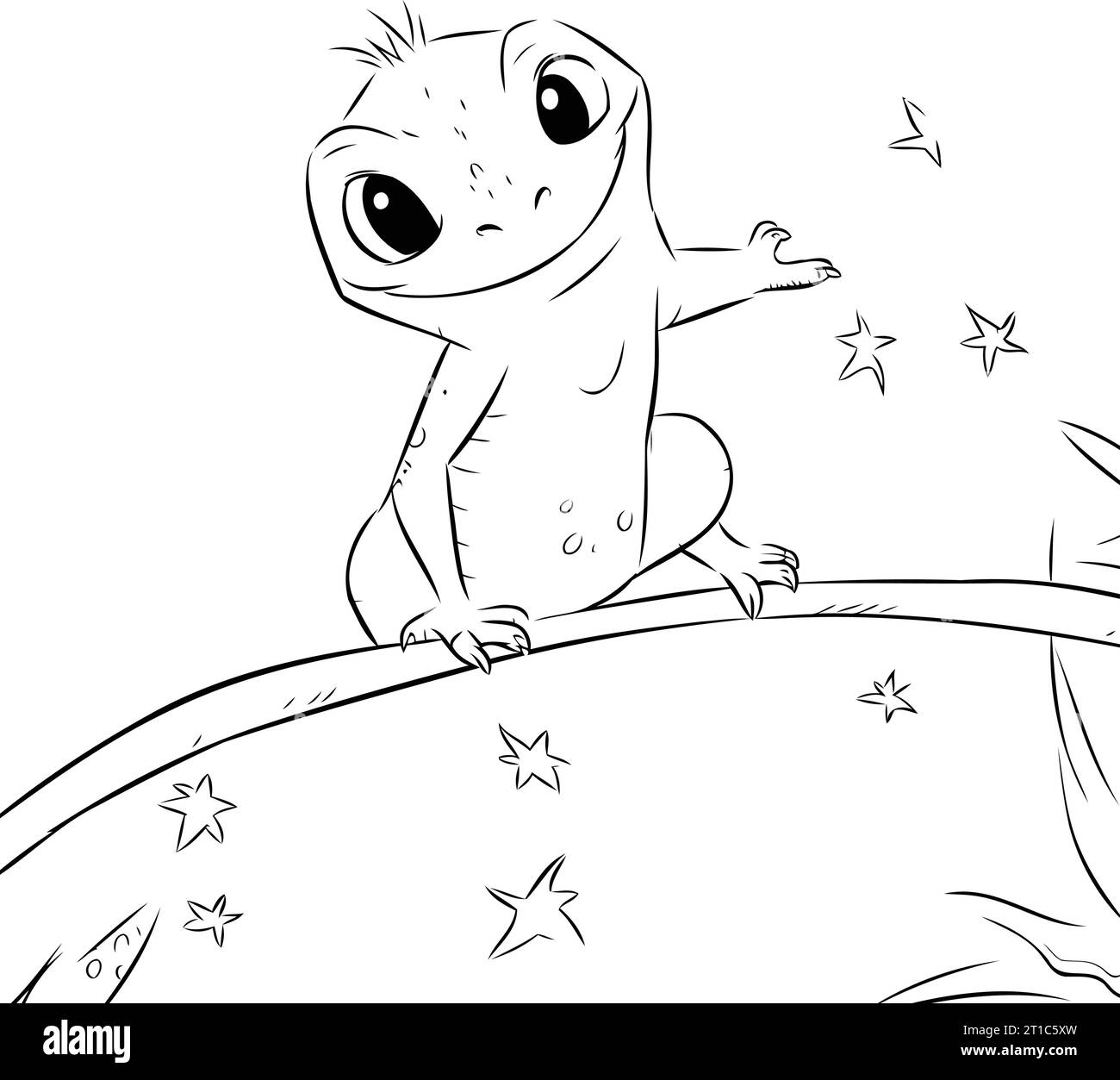 Cute cartoon frog. Hand drawn vector illustration for coloring book. Stock Vector