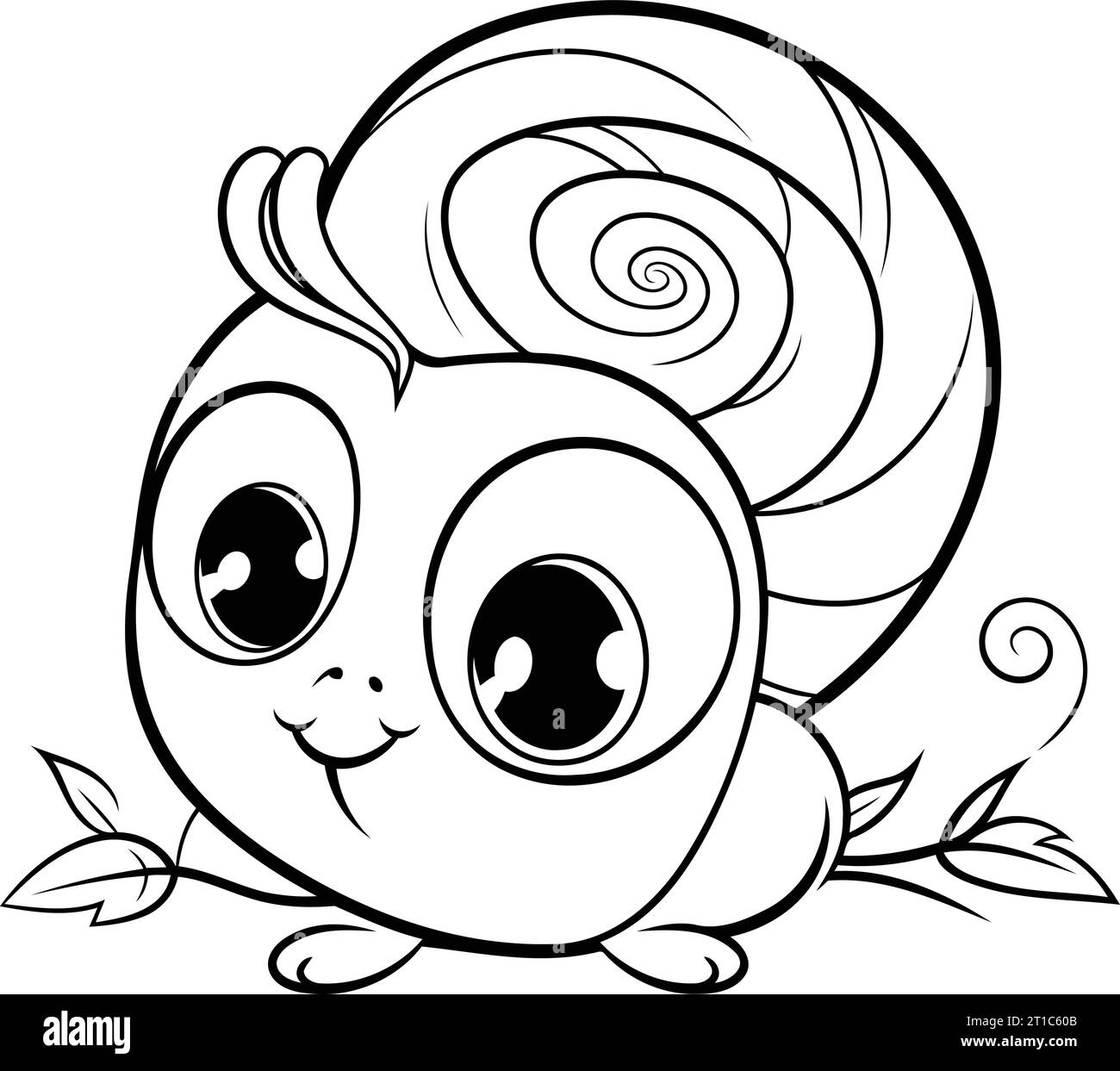 Cute cartoon snail. Vector illustration for coloring book. Coloring
