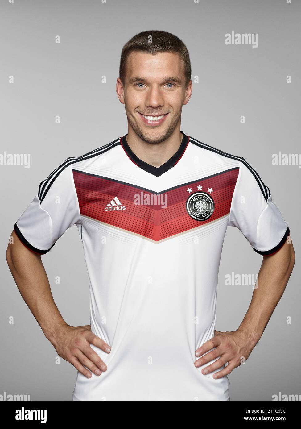 Lukas Podolski Portraet Deutsche Fussball National Mannschaft in St. Martin in Passeier, Italien am 24.05.2014 Stock Photo