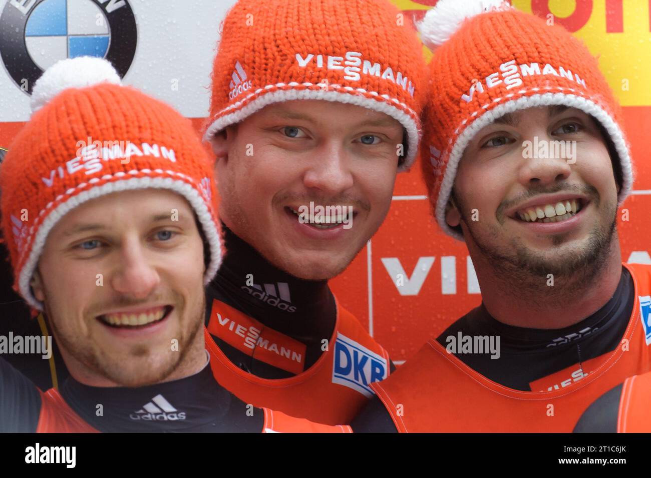 Tobias Wendl und Tobias Arlt , Felix LOCH und Natalie Geisenberger Sieger im Teamwettkampf beim Viessmann Rodel Welt Cup in Koenigssee, Deutschland am 05.01.2014 Stock Photo