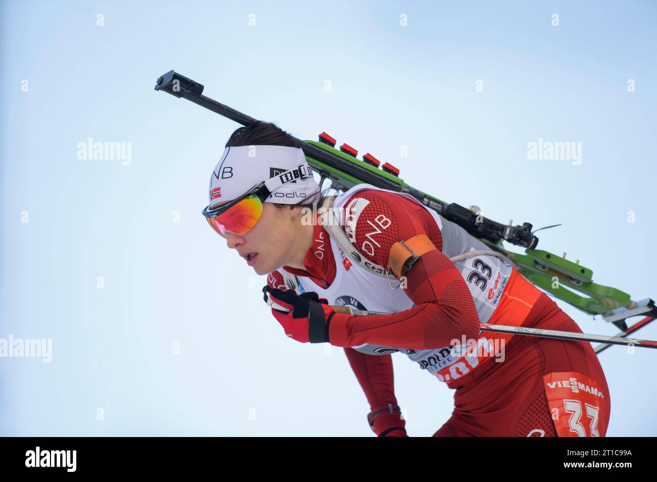 Ann Kristin Aafeldt Flantland NOR Aktion Biathlon Welt Cup 15 KM Einzelwettkampf der Frauen in Ruhpolding, Deutschland am 10.01.2014 Stock Photo