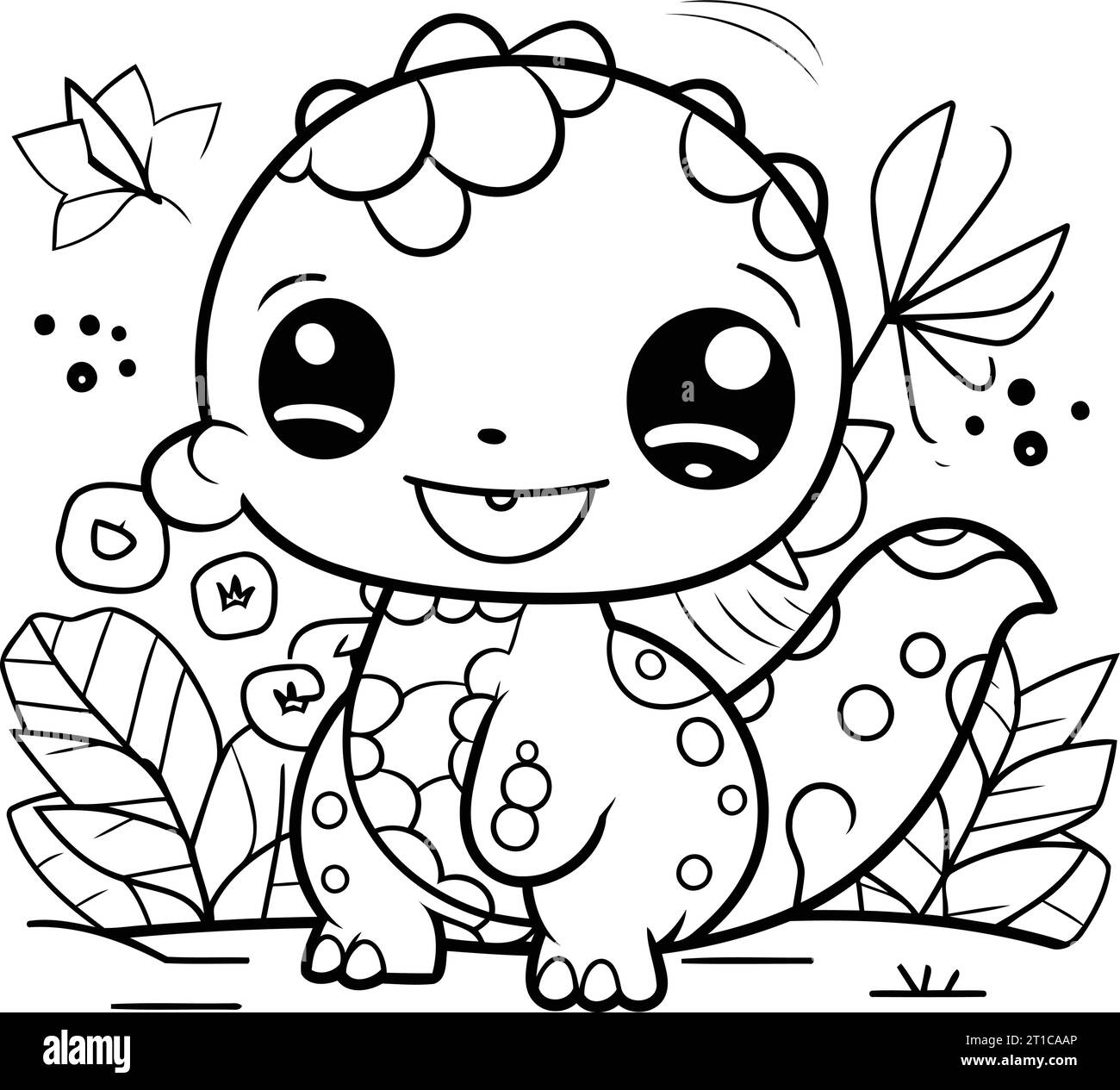 Cute baby dinosaur. Coloring book for children. Vector illustration