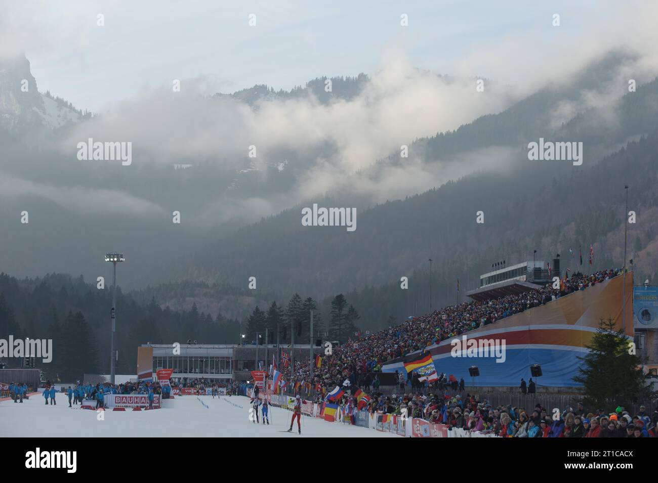 Uebersicht Biathlon Stadion in Ruhpolding Biathlon Welt Cup 12,5 KM Verfolgung der Herren in Ruhpolding, Deutschland am 12.01.2014 Stock Photo