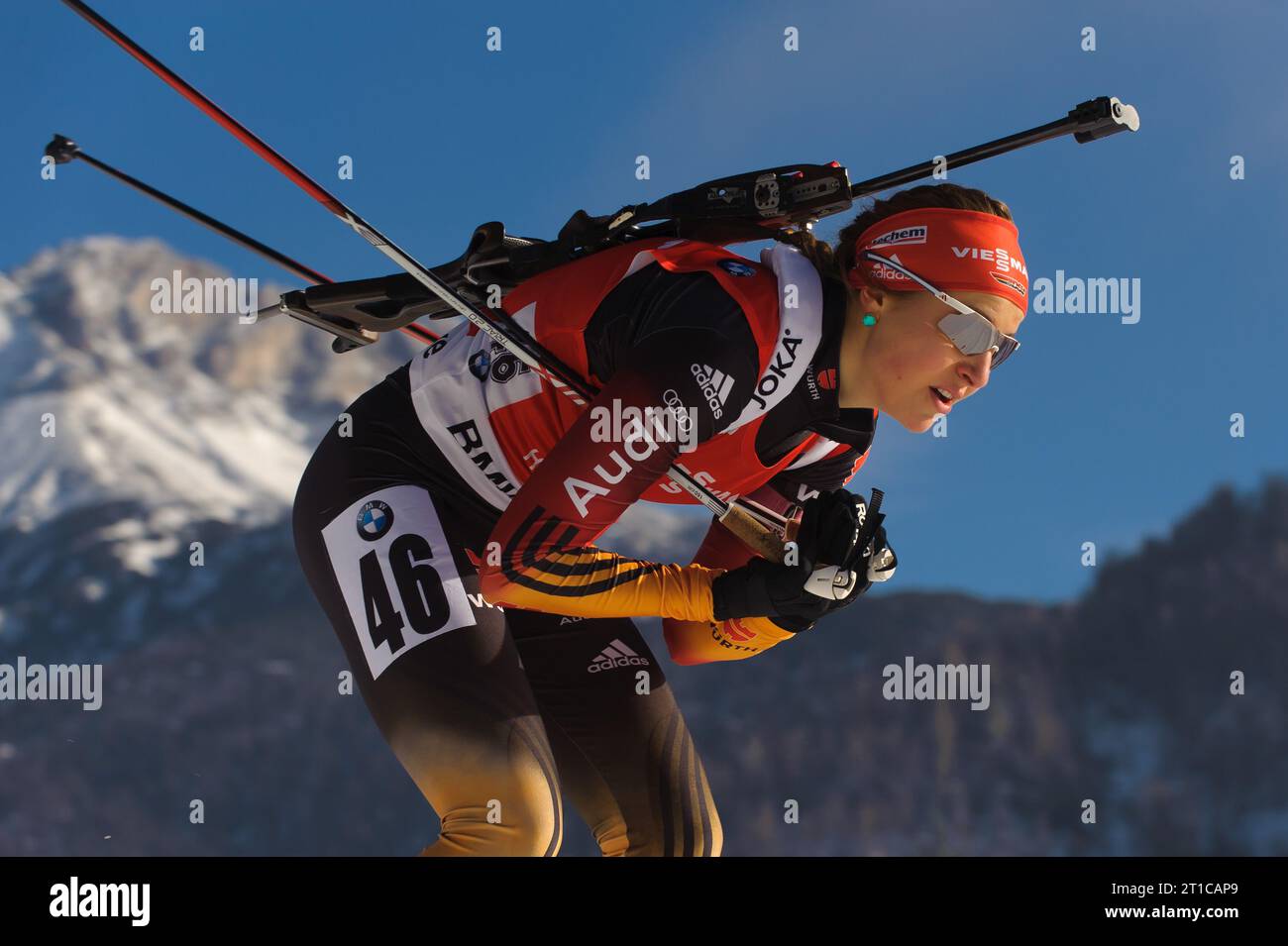 KUMMER Luise Aktion Biathlon Welt Cup 7,5 KM Sprint der Frauen in Hochfilzen, Oesterreich am 12.12.2014 Stock Photo