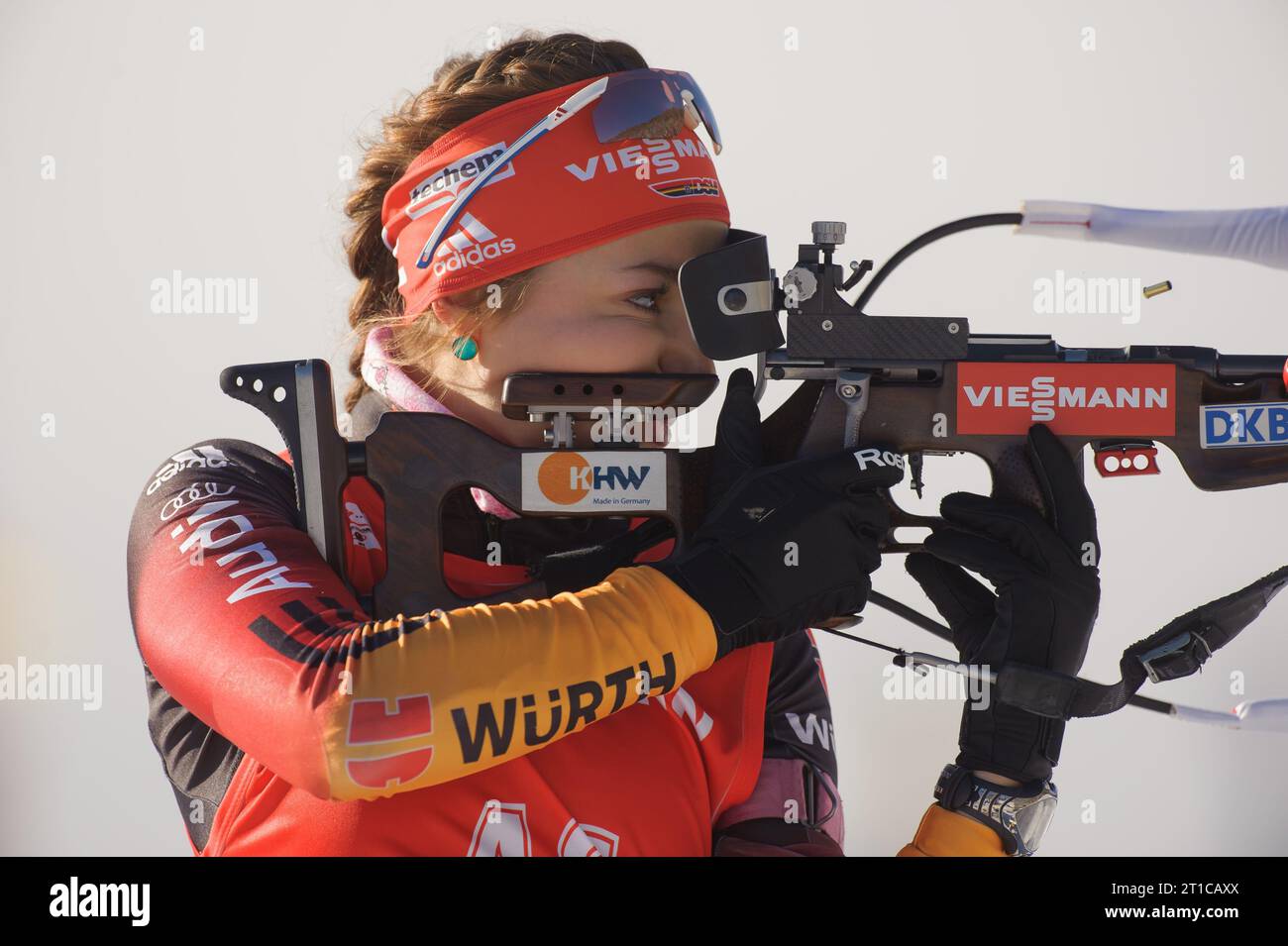 KUMMER Luise Aktion Biathlon Welt Cup 7,5 KM Sprint der Frauen in Hochfilzen, Oesterreich am 12.12.2014 Stock Photo