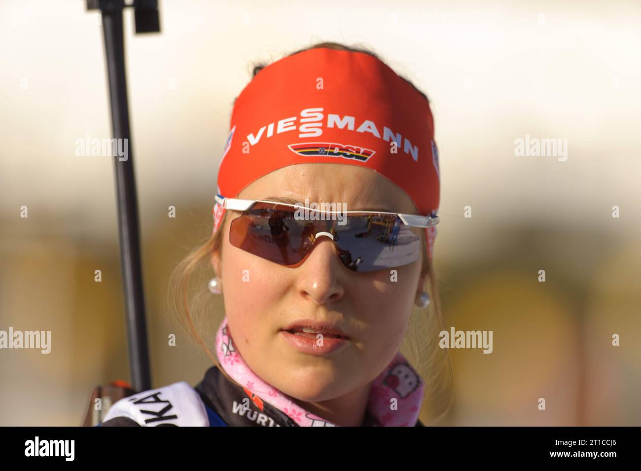 Luise Kummer Portrait Biathlon Welt Cup 10 KM Verfolgung der Frauen in Hochfilzen, Oesterreich am 14.12.2014 Stock Photo