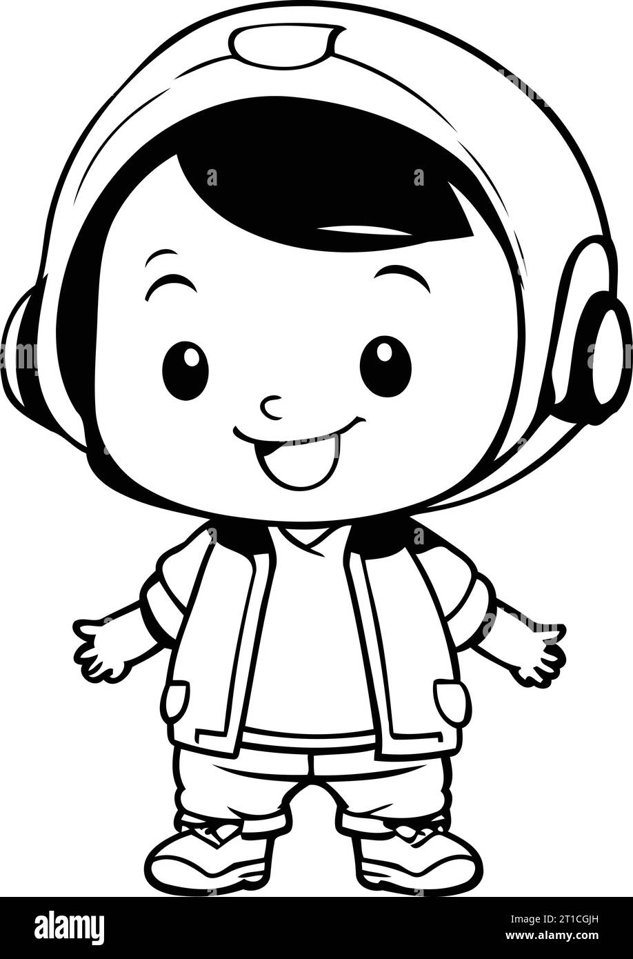 Illustration of a Kid Boy Wearing a Astronaut Helmet Vector Stock Vector