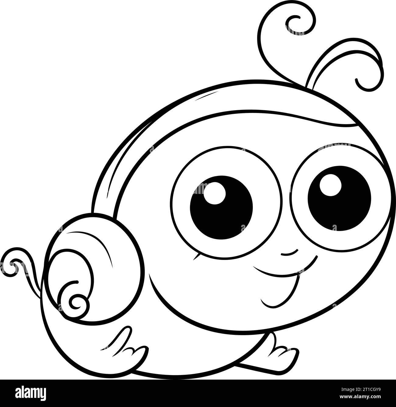Cute cartoon snail. Vector illustration for coloring book or page Stock