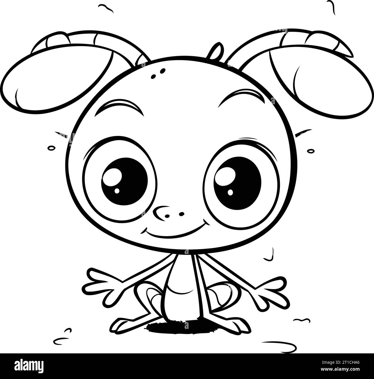 Cartoon kawaii frog. Vector illustration for coloring book Stock Vector