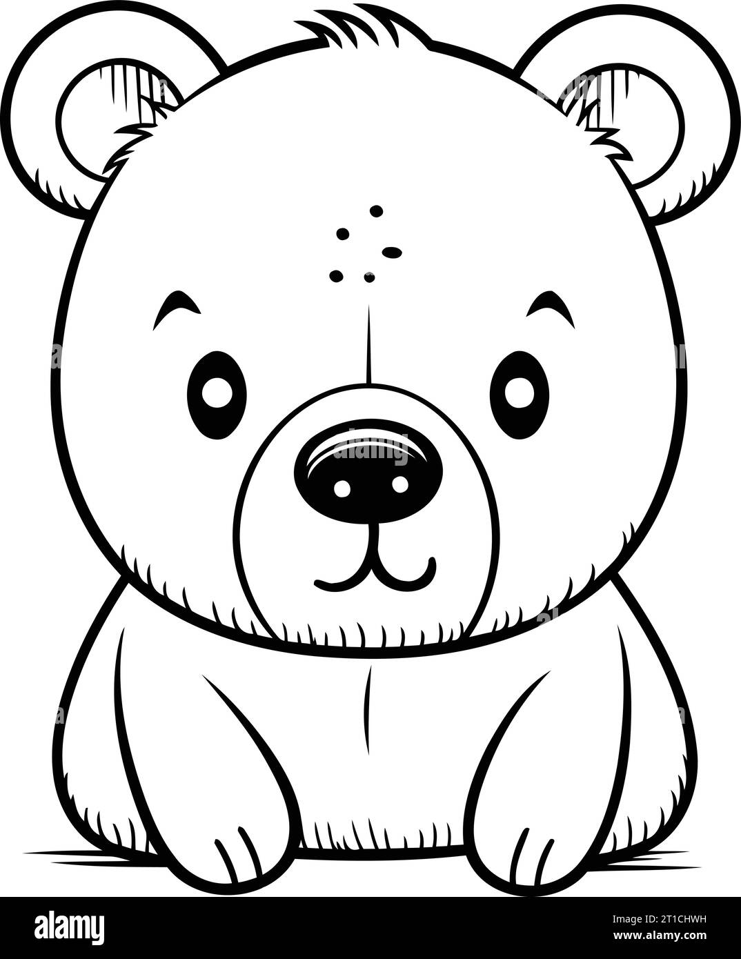 Black and White Cartoon Illustration of Cute Bear Animal Character