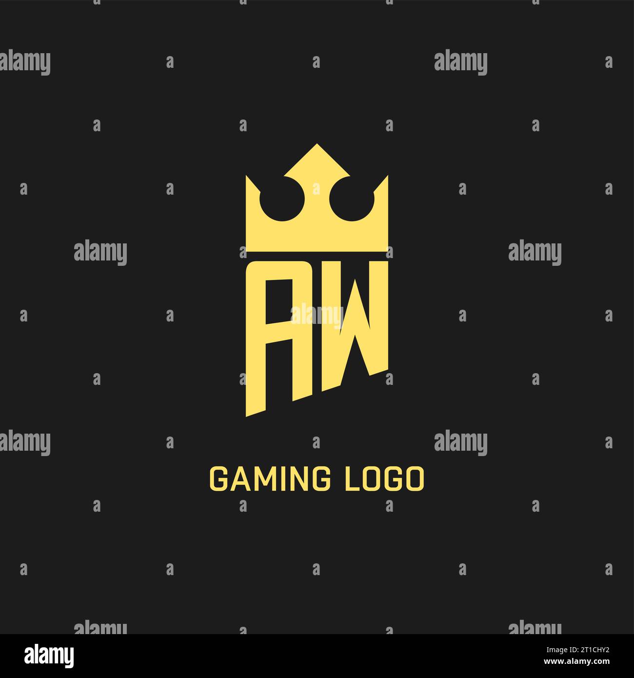 Monogram AW logo shield crown shape, elegant and luxury initial logo style vector graphic Stock Vector