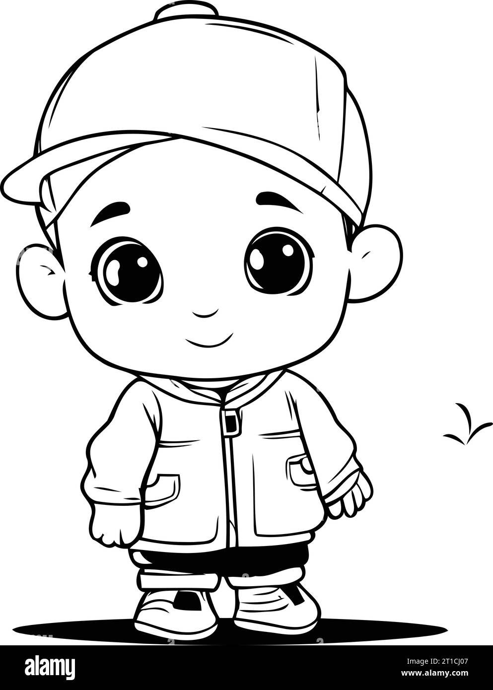 Vector illustration of Cute little boy in baseball cap and jacket Stock