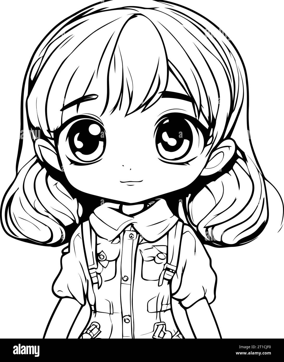 Anime Girl Drawing a Picture, Vector Coloring for Children. Cute Young Anime  Girl in Manga Comic Style.Black and White Stock Vector - Illustration of  nature, character: 273776682