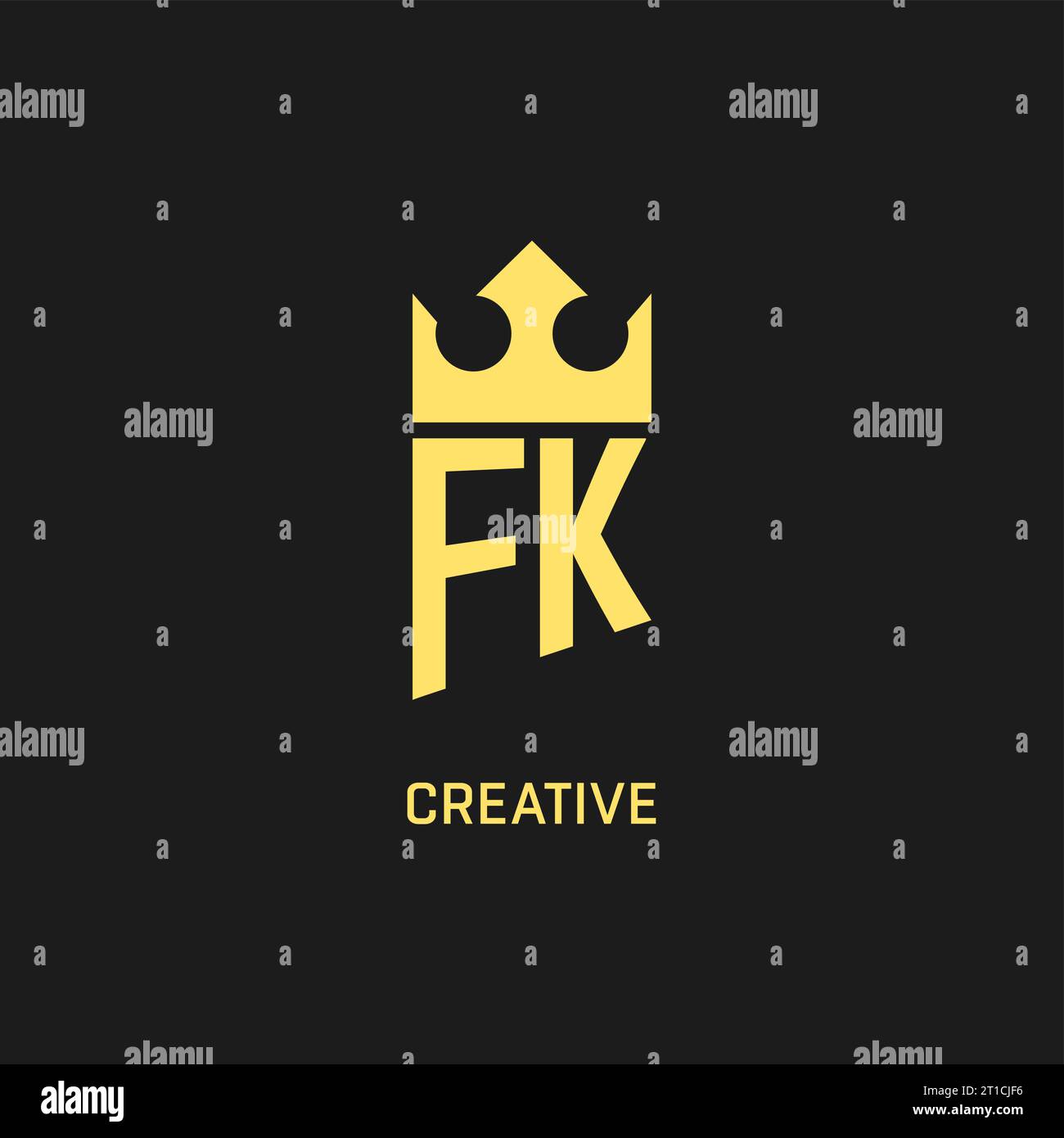 Monogram FK logo shield crown shape, elegant and luxury initial logo style vector graphic Stock Vector