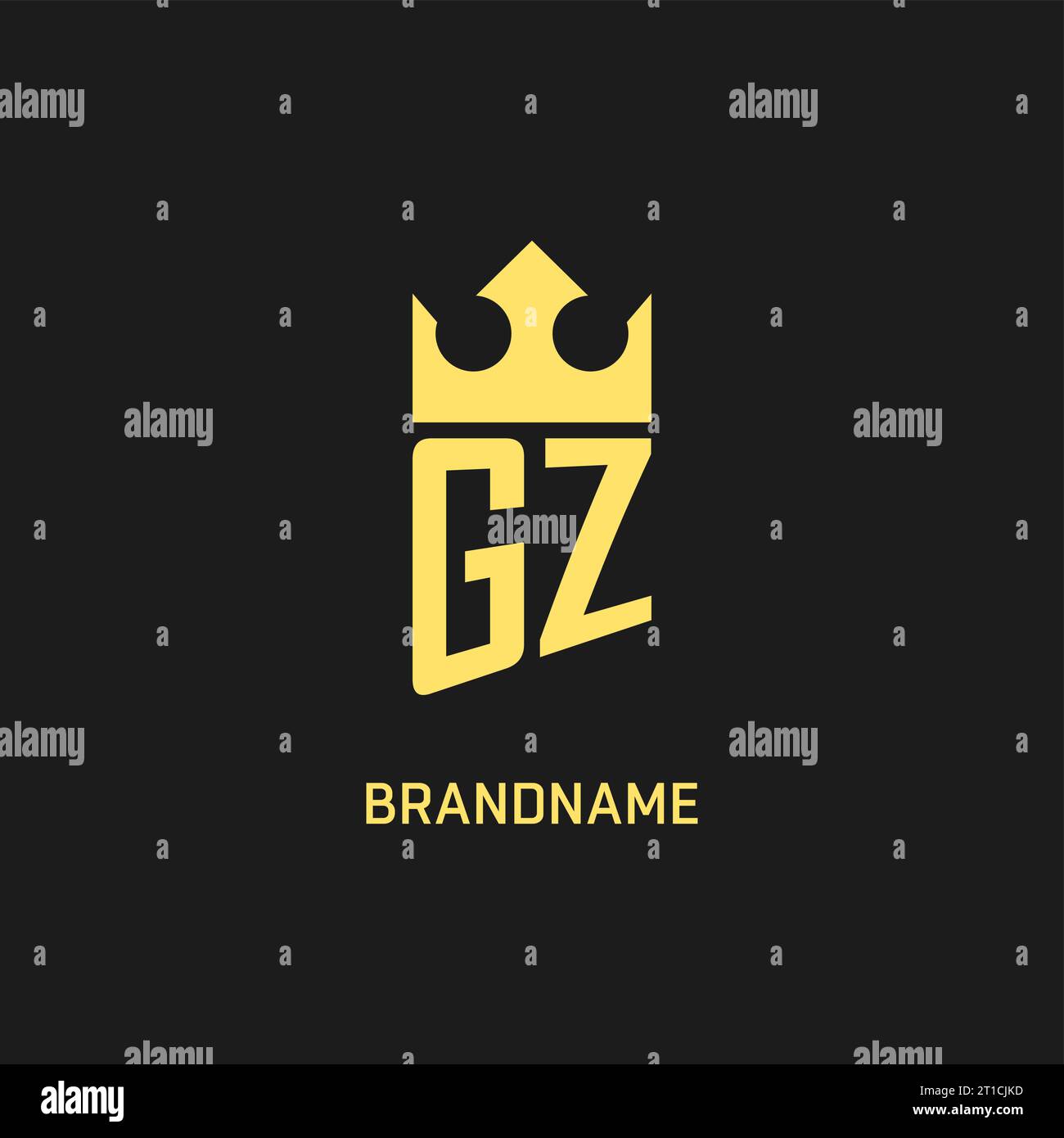 Monogram GZ logo shield crown shape, elegant and luxury initial logo style vector graphic Stock Vector