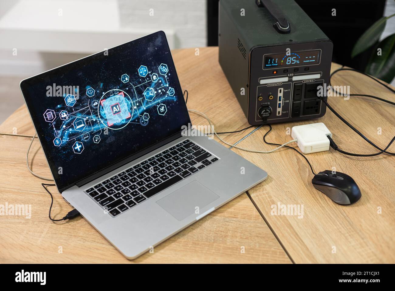portable charging station charges gadgets Stock Photo