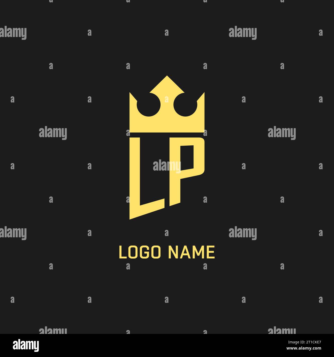 Monogram LP logo shield crown shape, elegant and luxury initial logo style vector graphic Stock Vector