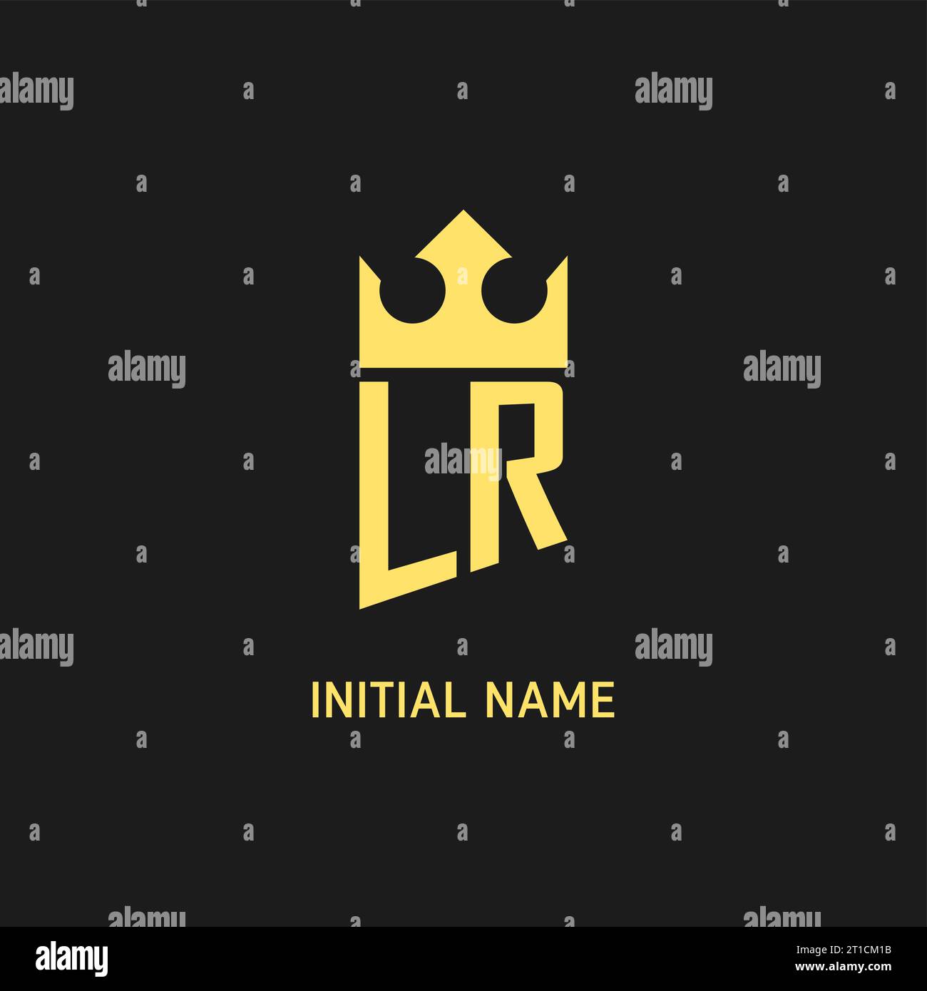Monogram LR logo shield crown shape, elegant and luxury initial logo style vector graphic Stock Vector