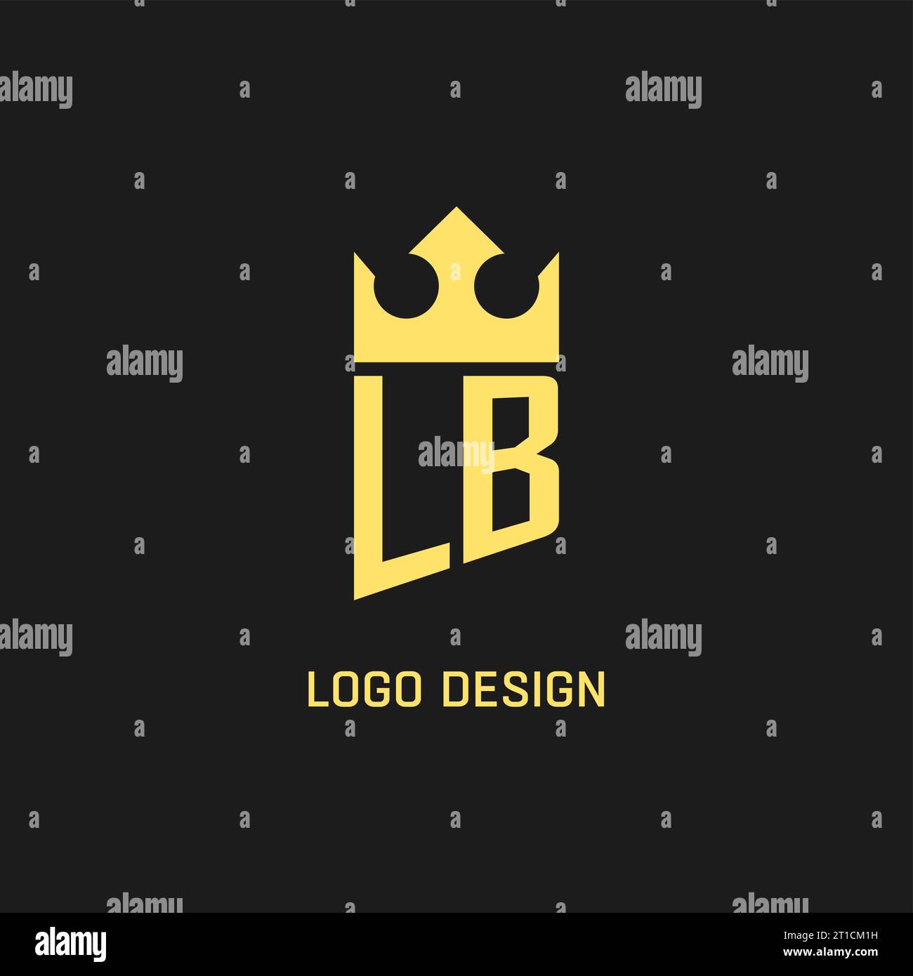 Monogram LB logo shield crown shape, elegant and luxury initial logo style vector graphic Stock Vector