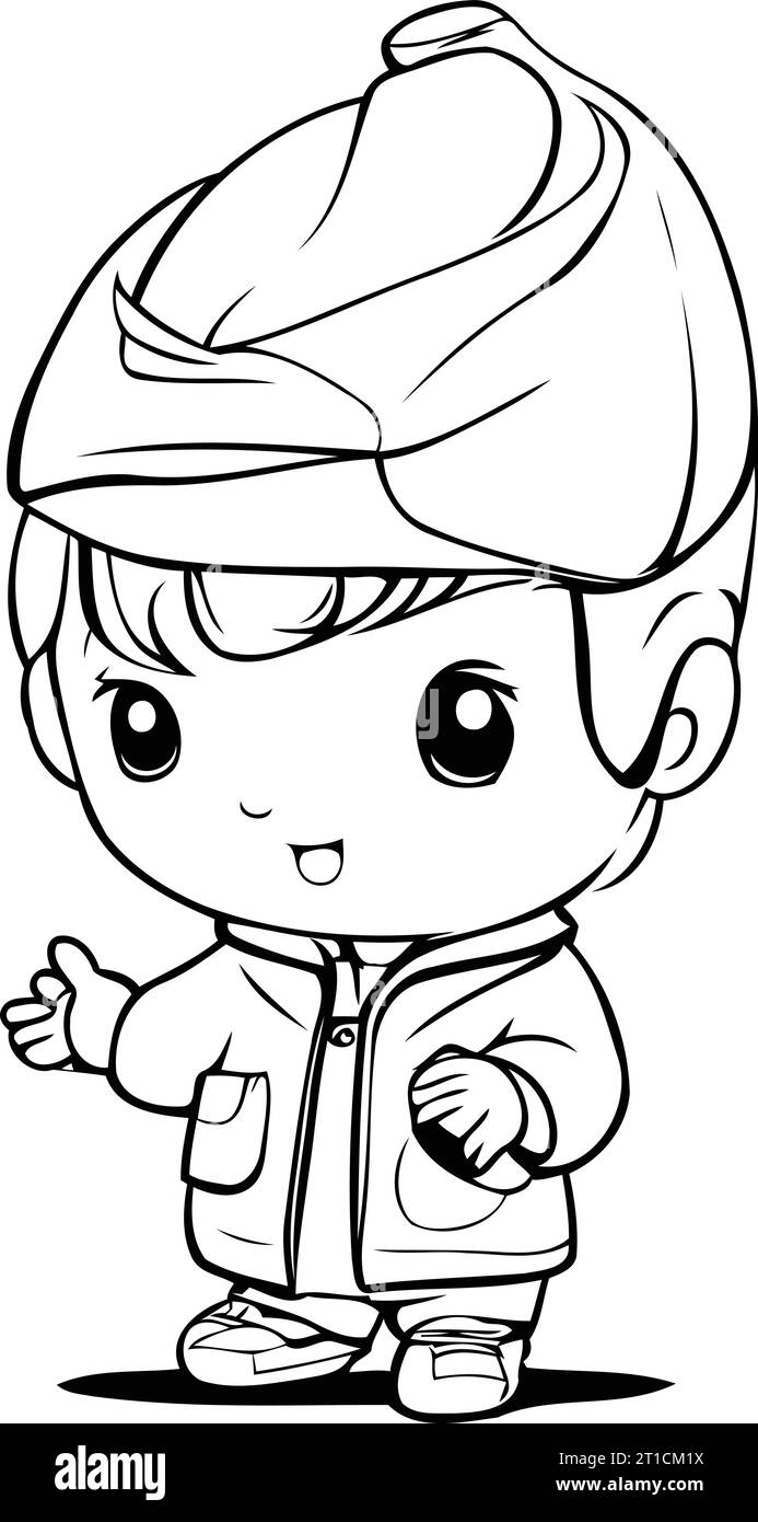 Illustration of a Cute Boy Wearing a Cap and Jacket Stock Vector Image ...