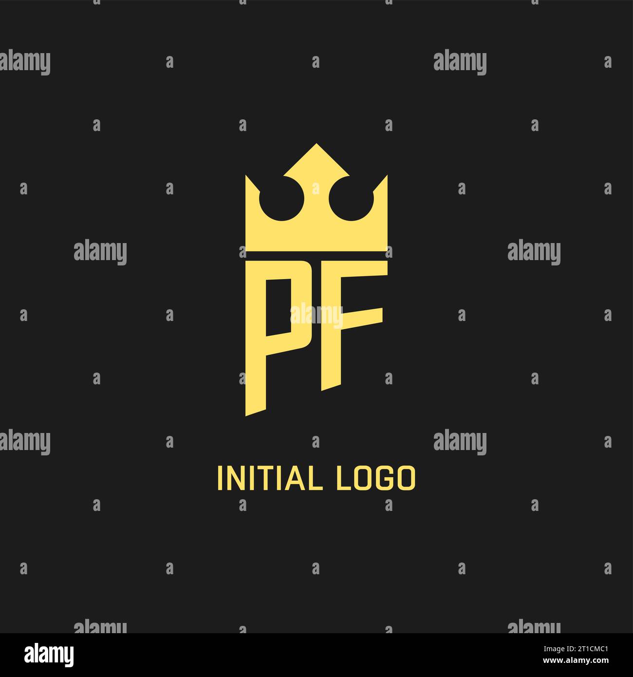 Monogram PF logo shield crown shape, elegant and luxury initial logo style vector graphic Stock Vector