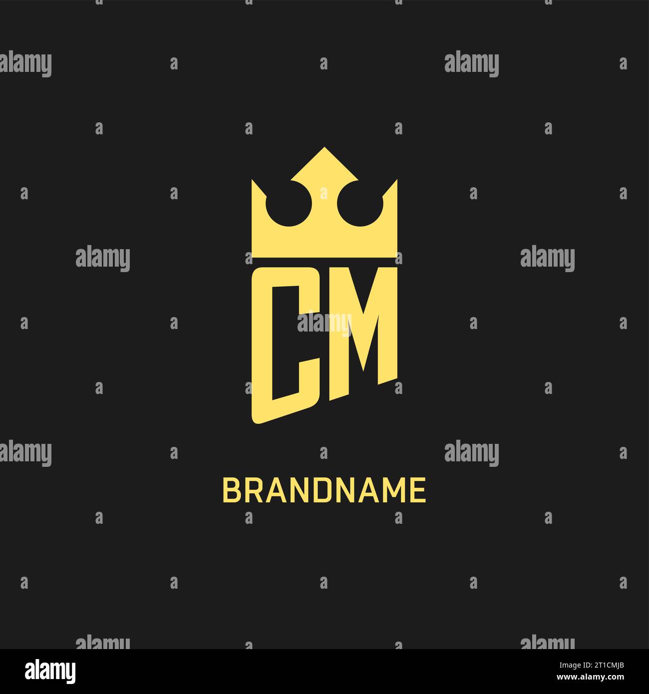 Monogram CM logo shield crown shape, elegant and luxury initial logo style vector graphic Stock Vector