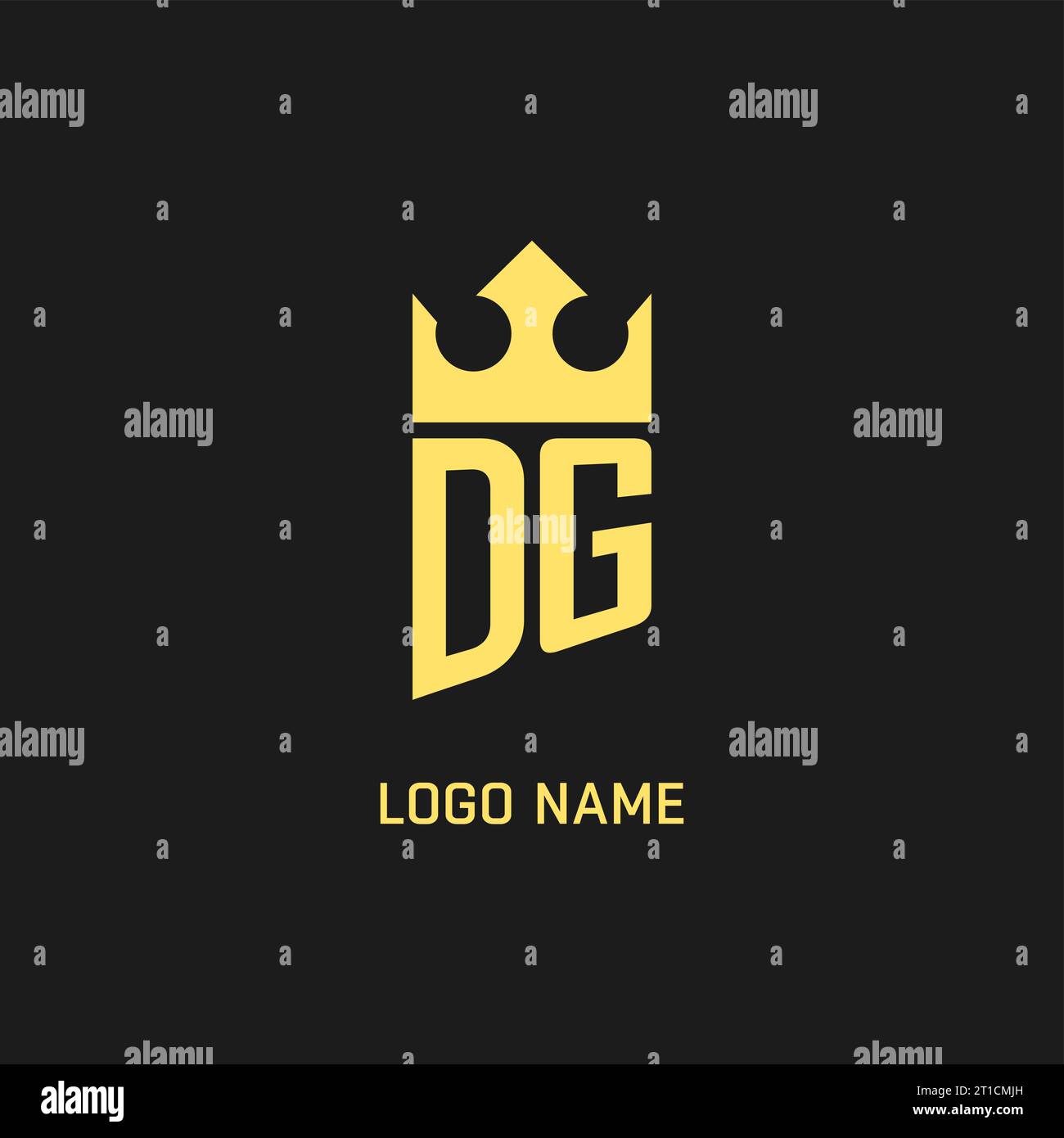 Monogram DG logo shield crown shape, elegant and luxury initial logo style vector graphic Stock Vector